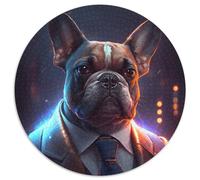 Puzzle Rond 1000 pièces Boss Bulldog pour Adultes, idéal pour la décoration de la Maison et du Bureau, Les fêtes, Les Anniversaires et Les Cadeaux de Vacances, 67,5 x 67,5 cm