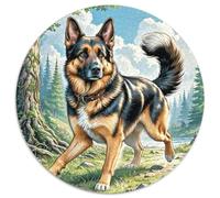 Puzzle Rond 1000 Pièces Chien Berger Allemand Animaux - Adulte & Enfant 12+, Anti-Stress, Jeu D’Intelligence, Cadeau, 1000pcs (67.5x67.5cm)