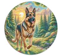 Puzzle Rond 1000 Pièces Chien Berger Allemand Animaux - Adulte & Enfant 12+, Cadeau Unique, Anti-Stress, Décoration Moderne, 1000pcs (67.5x67.5cm)
