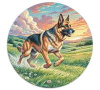 Puzzle Rond 1000 Pièces Chien Berger Allemand Animaux - Adulte & Enfant 12+, Qualité Supérieure, Jeu D’Intelligence, Cadeau, 1000pcs (67.5x67.5cm)