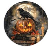 Puzzle Rond 1000 pièces Citrouille Halloween Illustration Gothique effrayante Puzzle Impossible Décoration Maison Cadeau 1000 pièces (67,5x67,5cm)