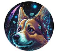 Puzzle Rond 1000 pièces Corgi Astronaute pour Adultes, Jeu Familial interactif, décoration d'intérieur à Faire soi-même, Cadeau Stimulant (67,5x67,5cm)