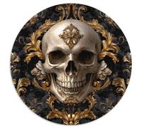 Puzzle Rond 1000 pièces crâne Baroque Volutes d'acanthe dorées Magnifique Puzzle décoratif pour Jeux en Famille et idée de Cadeau d'anniversaire pour Amis 1000 pièces (67,5x67,5cm)