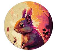 Puzzle Rond 1000 pièces Écureuil coloré pour Adultes, Jeu Familial interactif, décoration d'intérieur à Faire soi-même, Cadeau Stimulant (67,5x67,5cm)