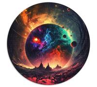 Puzzle Rond 1000 pièces Effondrement des planètes Puzzle Impossible pour Adultes pour Anniversaire, Vacances, Noël, Halloween (67,5x67,5cm)