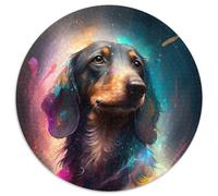 Puzzle Rond 1000 pièces en Carton représentant Un Chien Teckel, Jouet éducatif, intellectuel, décompressant, Amusant, Familial (67,5x67,5cm)
