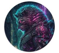 Puzzle Rond 1000 pièces en Carton représentant Un Lion, Un Humain, à Faire soi-même, pour la décoration de la Maison, Jeu de réflexion pour Adolescents (67,5x67,5cm)
