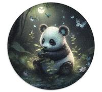 Puzzle Rond 1000 pièces Fantasy Panda pour Adultes, idéal pour la décoration de la Maison et du Bureau, Les fêtes, Les Anniversaires et Les Cadeaux de Vacances, 67,5 x 67,5 cm