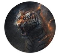 Puzzle Rond 1000 pièces Fantasy Tiger Puzzle 1000 pièces Parfait pour s'amuser en Famille à Noël, Thanksgiving, Les Anniversaires et Pâques 67,5 x 67,5 cm
