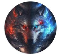 Puzzle Rond 1000 pièces Fantasy Wolf pour Adultes, idéal pour la décoration de la Maison et du Bureau, Les fêtes, Les Anniversaires et Les Cadeaux de Vacances, 67,5 x 67,5 cm