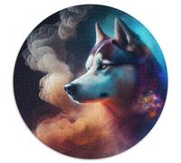 Puzzle Rond 1000 pièces Husky Nebula pour Adultes, idéal pour la décoration intérieure, Les Anniversaires, Les fêtes et Les Cadeaux (67,5 x 67,5 cm).