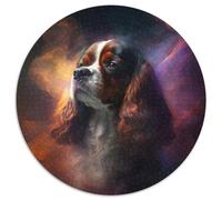 Puzzle Rond 1000 pièces King Charles Spaniel pour Adultes. Design Complexe pour Adolescents, décoration DIY et Divertissement Stimulant pour Le Cerveau. 67,5 x 67,5 cm.