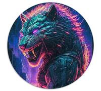 Puzzle Rond 1000 pièces Lion Humain Puzzles pour Adultes Idéal pour la décoration de la Maison et du Bureau, Cadeau Parfait pour Un Anniversaire (67,5x67,5cm)