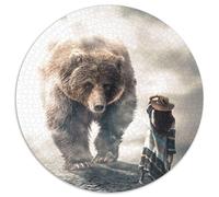 Puzzle Rond 1000 pièces l'ours géant, idéal pour la décoration de la Maison et du Bureau, pour Un Anniversaire (67,5x67,5cm)
