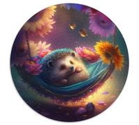 Puzzle Rond 1000 pièces, Magnifique hérisson. Puzzle 1000 pièces, Parfait pour s'amuser en Famille à Noël, Thanksgiving, Les Anniversaires et Pâques. 67,5 x 67,5 cm.