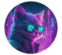 Puzzle Rond 1000 pièces, Motif Punk, Chaton Humain, en Carton, décoration d'intérieur, Jeu de réflexion pour Adolescents (67,5x67,5cm)