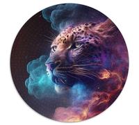Puzzle Rond 1000 pièces Nébuleuse Léopard pour Adultes, idéal pour la décoration de la Maison et du Bureau, Les fêtes, Les Anniversaires et Les Cadeaux de Vacances, 67,5 x 67,5 cm