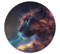 Puzzle Rond 1000 pièces Nébuleuse Léopard Puzzle 1000 pièces Parfait pour s'amuser en Famille à Noël, Thanksgiving, Les Anniversaires et Pâques 67,5 x 67,5 cm
