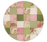Puzzle Rond 1000 pièces Patchwork Rose-Vert Roses Jeux Classiques pour Adultes 1000 pièces (67,5x67,5cm)