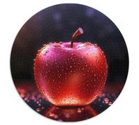 Puzzle Rond 1000 pièces Pomme Rouge Texture de Gouttes d'eau Magnifique Puzzle décoratif Super Cadeau pour Adultes 1000 pièces (67,5x67,5cm)
