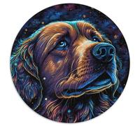 Puzzle Rond 1000 pièces pour Adultes Golden Retriever, Puzzle en Carton, Casse-tête Stimulant pour Adolescents, idéal pour la décoration intérieure ou comme Cadeau (67,5x67,5cm)