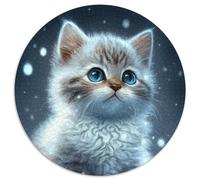 Puzzle Rond 1000 pièces pour Adultes, Kitten in The Snow, Puzzle Impossible pour Adultes, décoration d'intérieur, Jeu de réflexion (67,5x67,5cm)