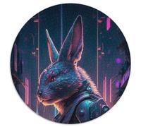 Puzzle Rond 1000 pièces pour Adultes, Motif Lapin Humain Impossible, décoration d'intérieur, Jeu de réflexion (67,5x67,5cm)