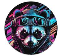 Puzzle Rond 1000 pièces pour Adultes, Motif Panda néon, Jeu de décoration à Faire soi-même, Jouet interactif Familial, 67,5 x 67,5 cm