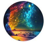 Puzzle Rond 1000 pièces pour Adultes, scène Nocturne sur la Plage, idéal pour Les Anniversaires, Halloween, Thanksgiving et Pâques (67,5x67,5cm)