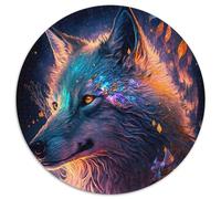 Puzzle Rond 1000 pièces pour Adultes, Spirit Wolf, Puzzle en Carton, Casse-tête Stimulant pour Adolescents, idéal pour la décoration intérieure ou comme Cadeau (67,5x67,5cm)