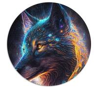 Puzzle Rond 1000 pièces pour Adultes Spirit Wolf, Puzzle en Carton pour Adolescents de 14 Ans et Plus, décoration d'intérieur (67,5x67,5cm)