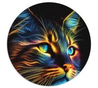 Puzzle Rond 1000 pièces représentant Un Visage d'animal Pop Art, idéal pour la décoration intérieure, idéal comme Cadeau de Noël et de Nouvel an pour Les Adolescents (67,5 x 67,5 cm).