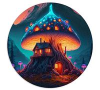 Puzzle Rond 1000 pièces Un Champignon Magique Maison Puzzles Ronds pour Adultes et Enfants, Puzzles en Carton Unique Challenge Games (Taille 67,5x67,5cm)