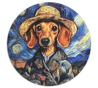 Puzzle Rond 1000 pièces Van Gogh Teckel Puzzle 1000 pièces Parfait pour s'amuser en Famille à Noël, Thanksgiving, Les Anniversaires et Pâques (67,5x67,5cm)