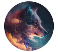 Puzzle Rond 1000 pièces Wolf Nebula pour Adultes, idéal pour la décoration de la Maison et du Bureau, Les fêtes, Les Anniversaires et Les Cadeaux de Vacances (67,5 x 67,5 cm).