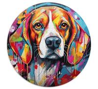 Puzzle Rond Beagle 1000 pièces, Casse-tête Stimulant pour Adolescents, Divertissement en Famille, décoration d'intérieur à Faire soi-même 67,5 x 67,5 cm