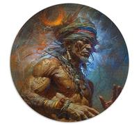 Puzzle Rond Chaman amérindien 1000 pièces. Puzzle 1000 pièces pour Adultes, Niveau débutant. Idéal pour Les Anniversaires et Les fêtes (Taille 67,5 x 67,5 cm).