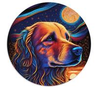 Puzzle Rond de 1 000 pièces pour Adultes, Style Golden Retriever, idéal comme Cadeau de Vacances ou d'anniversaire, Jeu de fête (67,5x67,5cm)