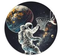 Puzzle Rond de 1 000 pièces représentant Un Astronaute, Un Basket-Ball, pour Adultes, Niveau débutant, idéal pour Les Anniversaires et Les fêtes (Taille : 67,5 x 67,5 cm)