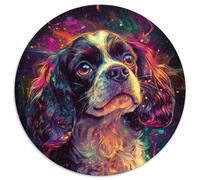 Puzzle Rond de 1 000 pièces représentant Un Chien Galactique, idéal pour la décoration intérieure, l'entraînement cérébral et Les Cadeaux de Noël (67,5 x 67,5 cm).