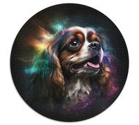 Puzzle Rond de 1 000 pièces représentant Un épagneul King Charles. Activités Amusantes à la Maison, Cadeau d'anniversaire, Cadeau de Voyage, 67,5 x 67,5 cm.