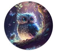 Puzzle Rond de 1 000 pièces représentant Un Hibou pittoresque, idéal pour la décoration intérieure, l'entraînement cérébral et Les fêtes de Fin d'année (67,5 x 67,5 cm).