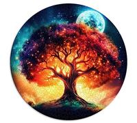 Puzzle Rond de 1000 pièces pour Adultes, Arbre de Vie Cosmique, Cadeau, Planche 100% recyclée de qualité supérieure, 26,5 x 26,5 Pouces