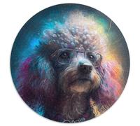 Puzzle Rond de 1000 pièces représentant Un Caniche, idéal pour la décoration intérieure, l'entraînement cérébral et Les fêtes de Fin d'année (67,5 x 67,5 cm).