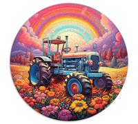 Puzzle Rond en Carton coloré de 1 000 pièces pour Adultes, Motif Tracteur, idéal pour Noël, Halloween, Pâques et Le Nouvel an 67,5 x 67,5 cm.