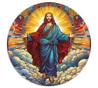 Puzzle Rond en Carton Jésus dans Le Ciel, 1 000 pièces, pour Adultes, pour Noël, Halloween, Pâques et Le Nouvel an 67,5 x 67,5 cm