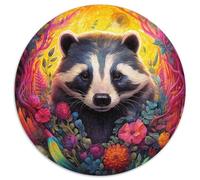 Puzzle Rond en Carton Motif Fleurs de Blaireau à Miel, 1 000 pièces, Jeu Familial interactif, défi cérébral, Jouet éducatif 67,5 x 67,5 cm