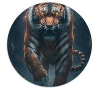 Puzzle Rond en Carton pour Adultes, 1 000 pièces, Motif Tigre, idéal pour créer des Liens familiaux, décoration d'intérieur, Jeu Familial (Taille : 67,5 x 67,5 cm)