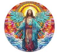 Puzzle Rond en Carton pour Adultes, 1 000 pièces, vitrail Jésus, idéal pour Les Anniversaires, Halloween, Thanksgiving et Pâques (67,5 x 67,5 cm)