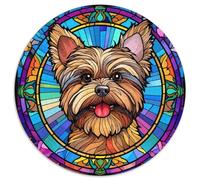 Puzzle Rond en Carton représentant Un Chien en vitrail, 1 000 pièces, Jeu Familial interactif, défi cérébral, Jouet éducatif 67,5 x 67,5 cm